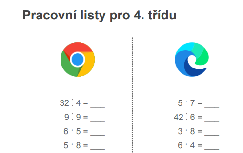 Pracovní listy pro 4. třídu