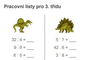 Pracovní listy 3. třída - matematika - malá násobilka