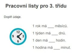Pracovní listy 3. třída - matematika - převody jednotek délky a času