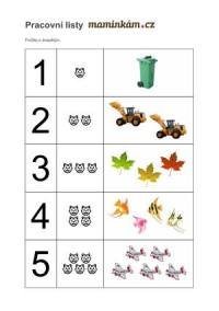 Pracovní listy - počítání do 5 - počítej s dospělým