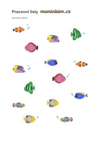 Pracovní listy pro předškoláky - zrakové vnímání - Spoj stejné rybičky