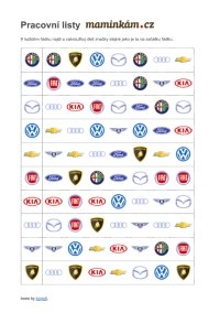 Pracovní listy - zrakové vnímání - v každém řádku najdi a zakroužkuj dvě loga
