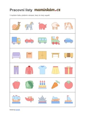 Pracovní list - co do řady nepatří 1