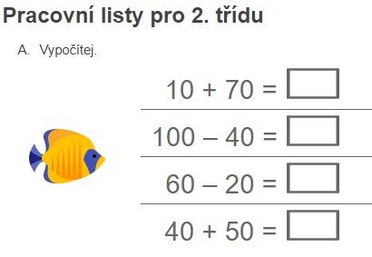 Pracovní listy 2. třída - matematika - sčítání a odčítání - desítky do 100