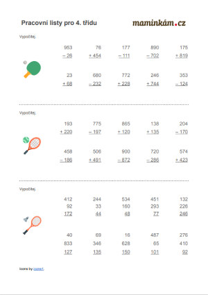 Pracovní listy 4. třída - matematika - opakování sčítání a odčítání do 1000 II.png