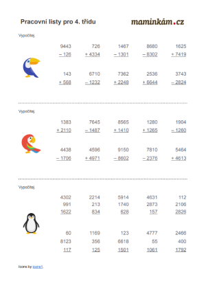 Pracovní listy 4. třída - matematika - sčítání a odčítání max. čtyřciferných čísel II.png